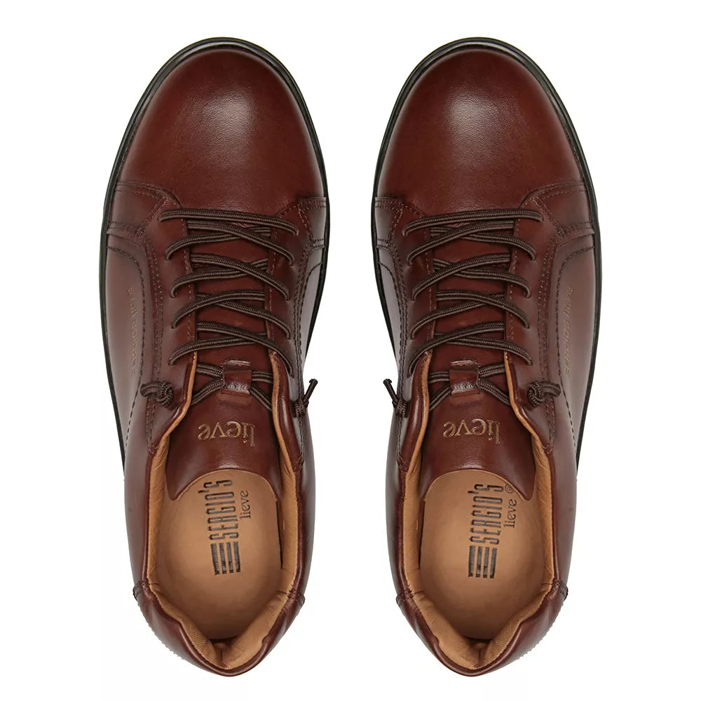 TÊNIS MASCULINO CASUAL EM COURO MARROM LINHA LIEVE