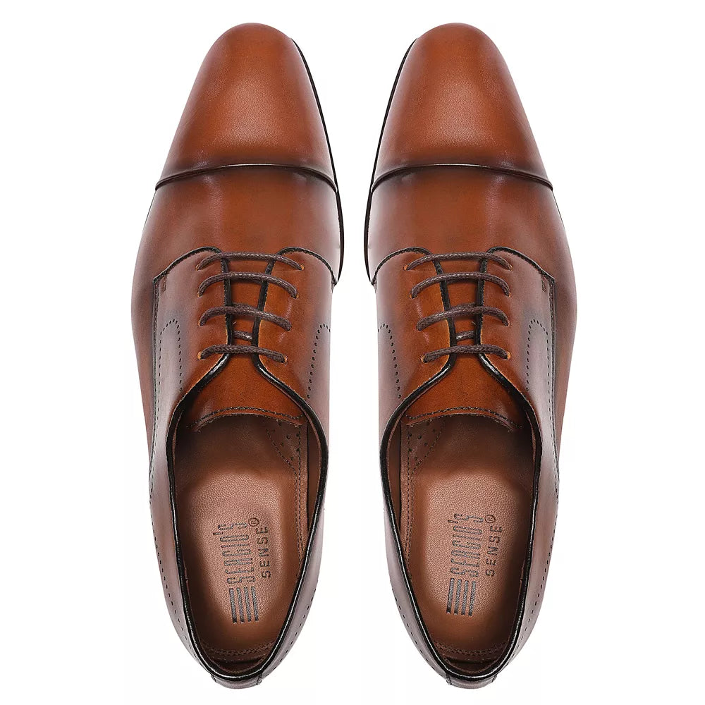 Sapato Derby Masculino Social Em Couro Marrom - WHISKY CAFE