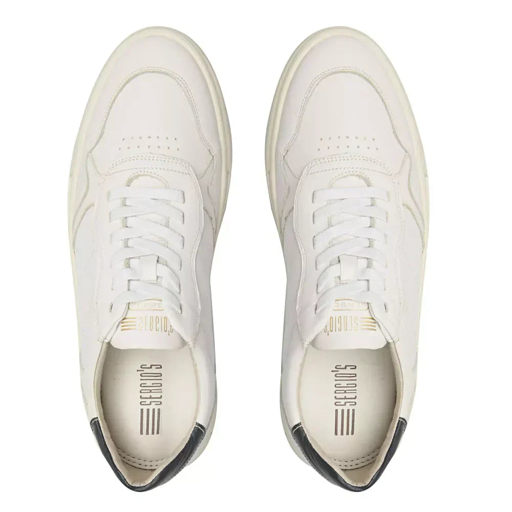 TÊNIS MASCULINO CASUAL EM COURO BRANCO COM CONFORTO - NAVY