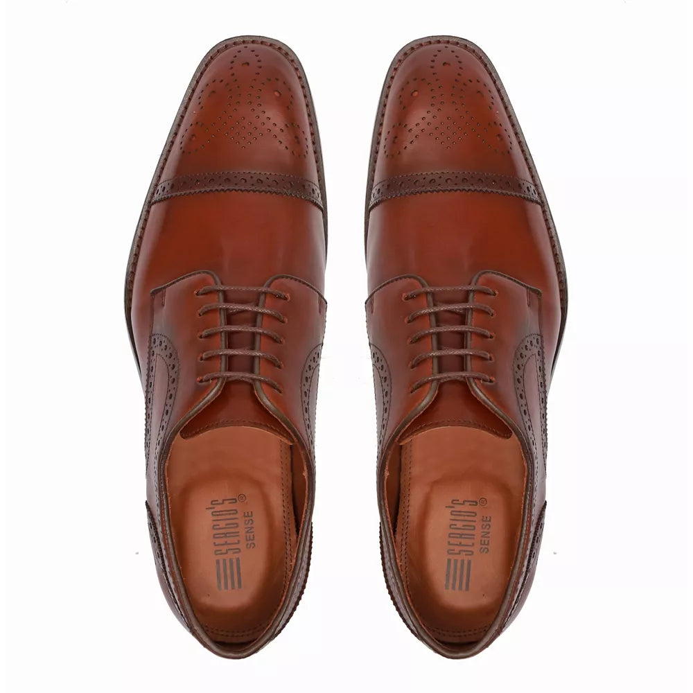 Sapato Derby Brogue Masculino Social Em Couro Marrom - CAFE