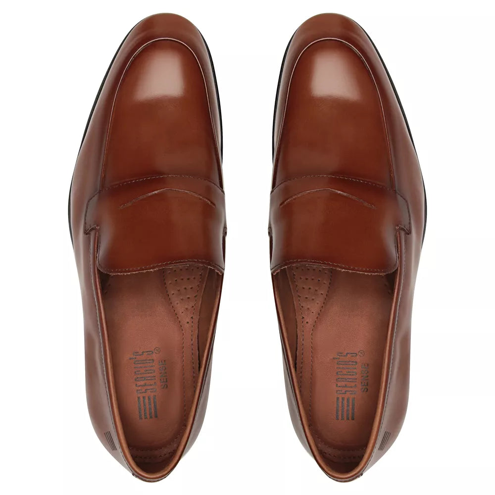 SAPATO LOAFER MASCULINO SOCIAL EM COURO MARROM COM CONFORTO - COBRE