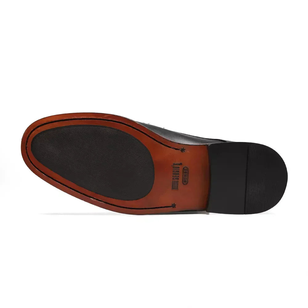 SAPATO DERBY MASCULINO SOCIAL EM COURO PRETO COM CONFORTO - ANILINA
