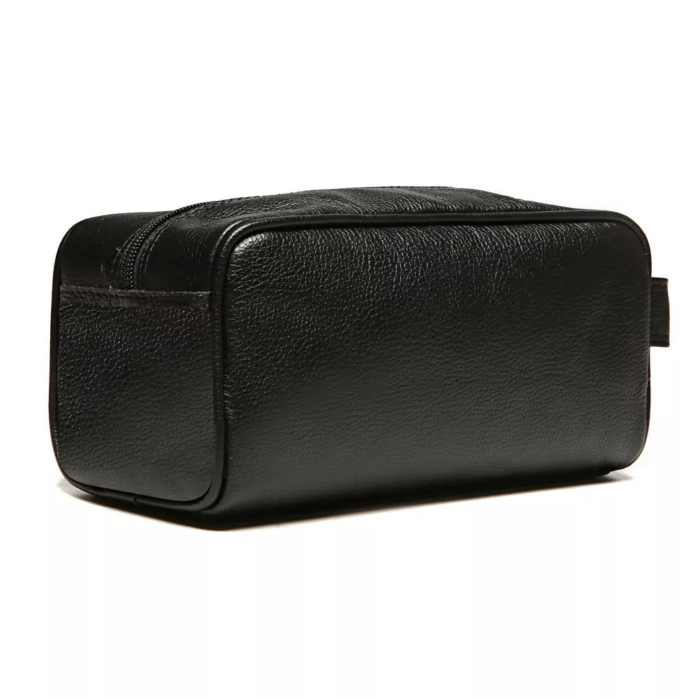 NECESSAIRE MASCULINA EM COURO PRETO - MADRAS