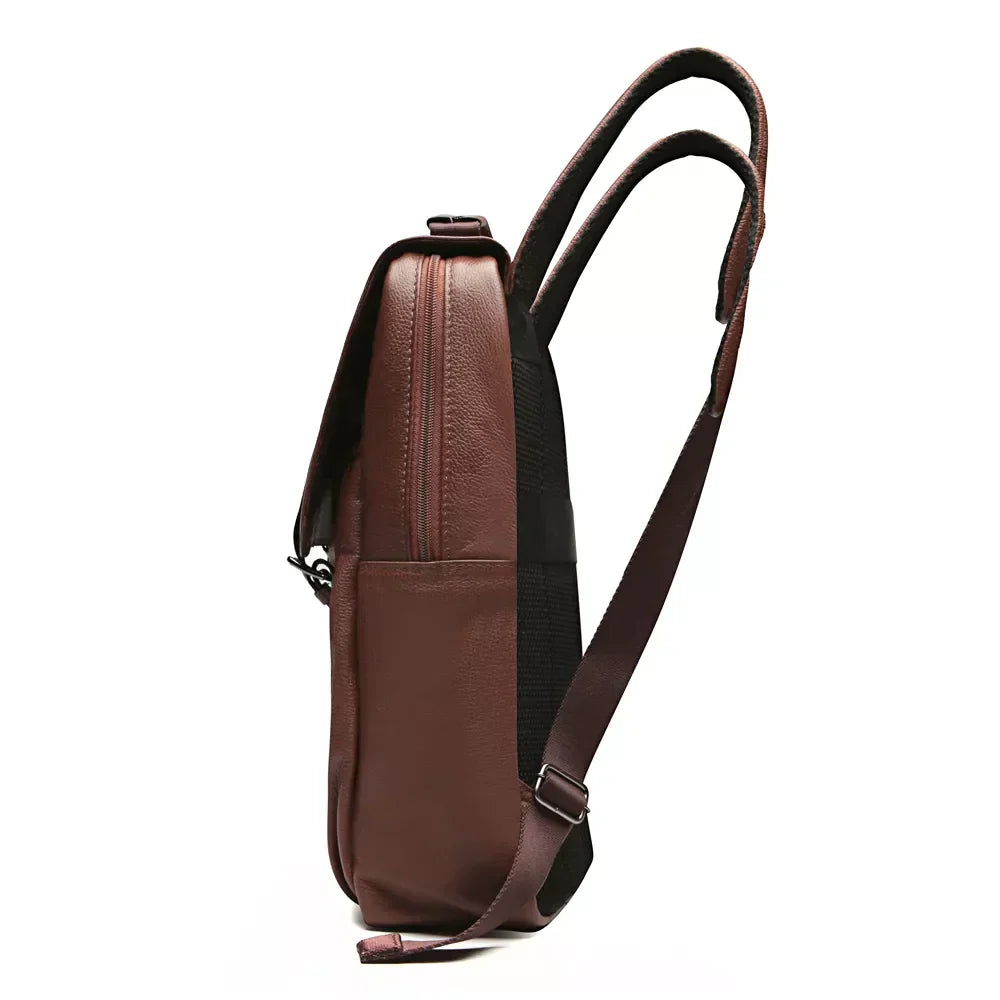 MOCHILA PORTA NOTEBOOK DE ATE 17'' MASCULINA EM COURO MARROM - WHISKY