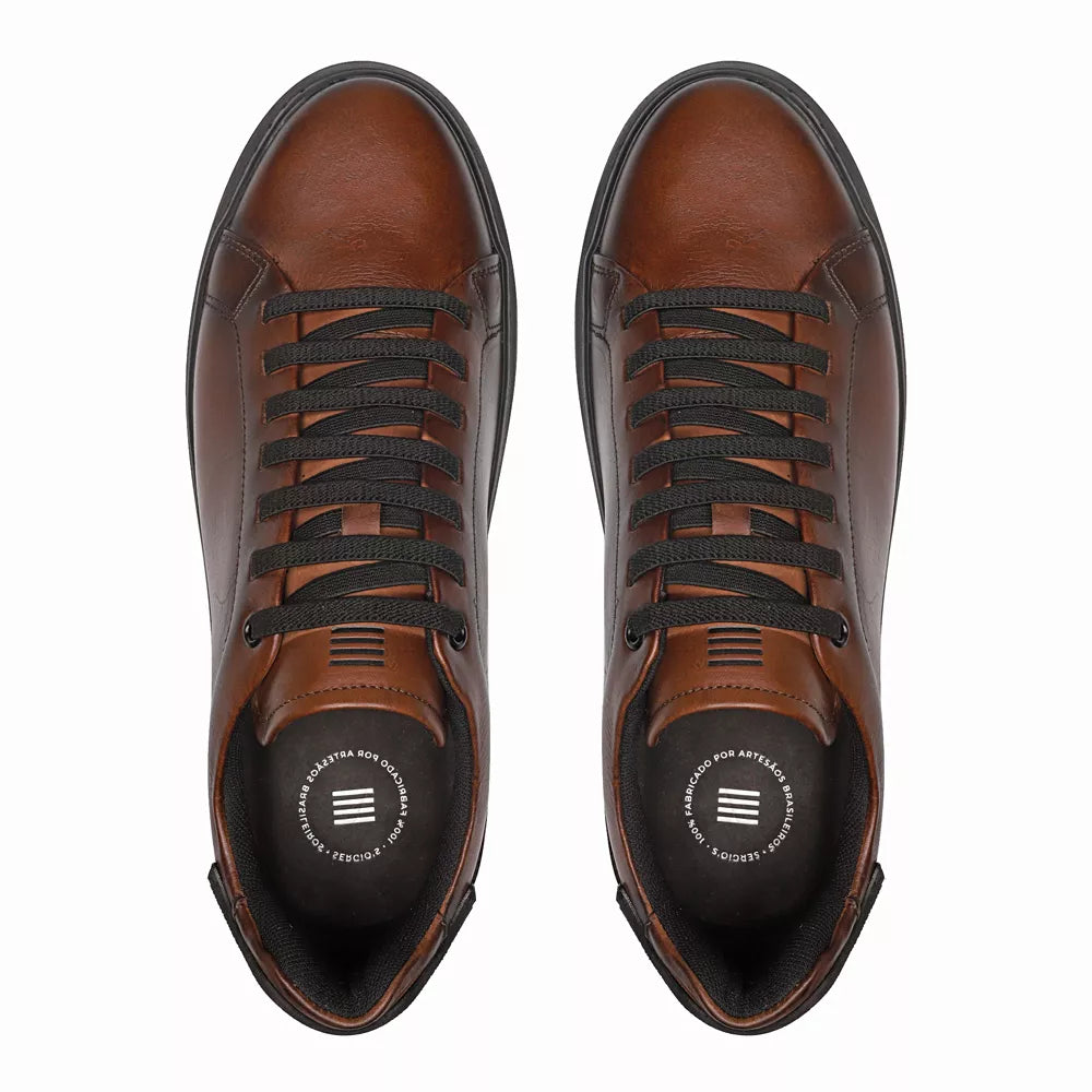TÊNIS MASCULINO CASUAL EM COURO MARROM - MOSTARDA