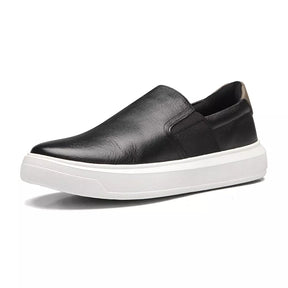 SLIP-ON MASCULINO CASUAL EM COURO PRETO-SMOKE