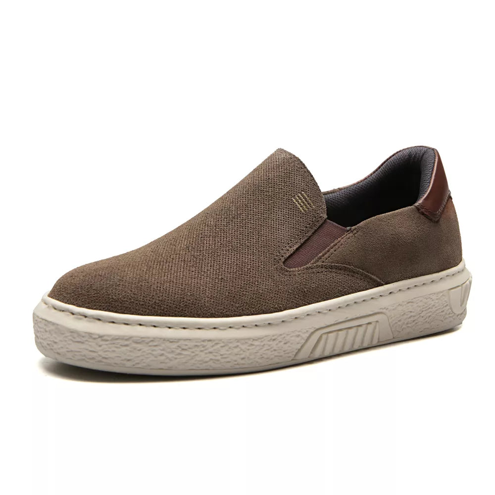 SLIP-ON MASCULINO CASUAL EM COURO MARROM - CAFÉ
