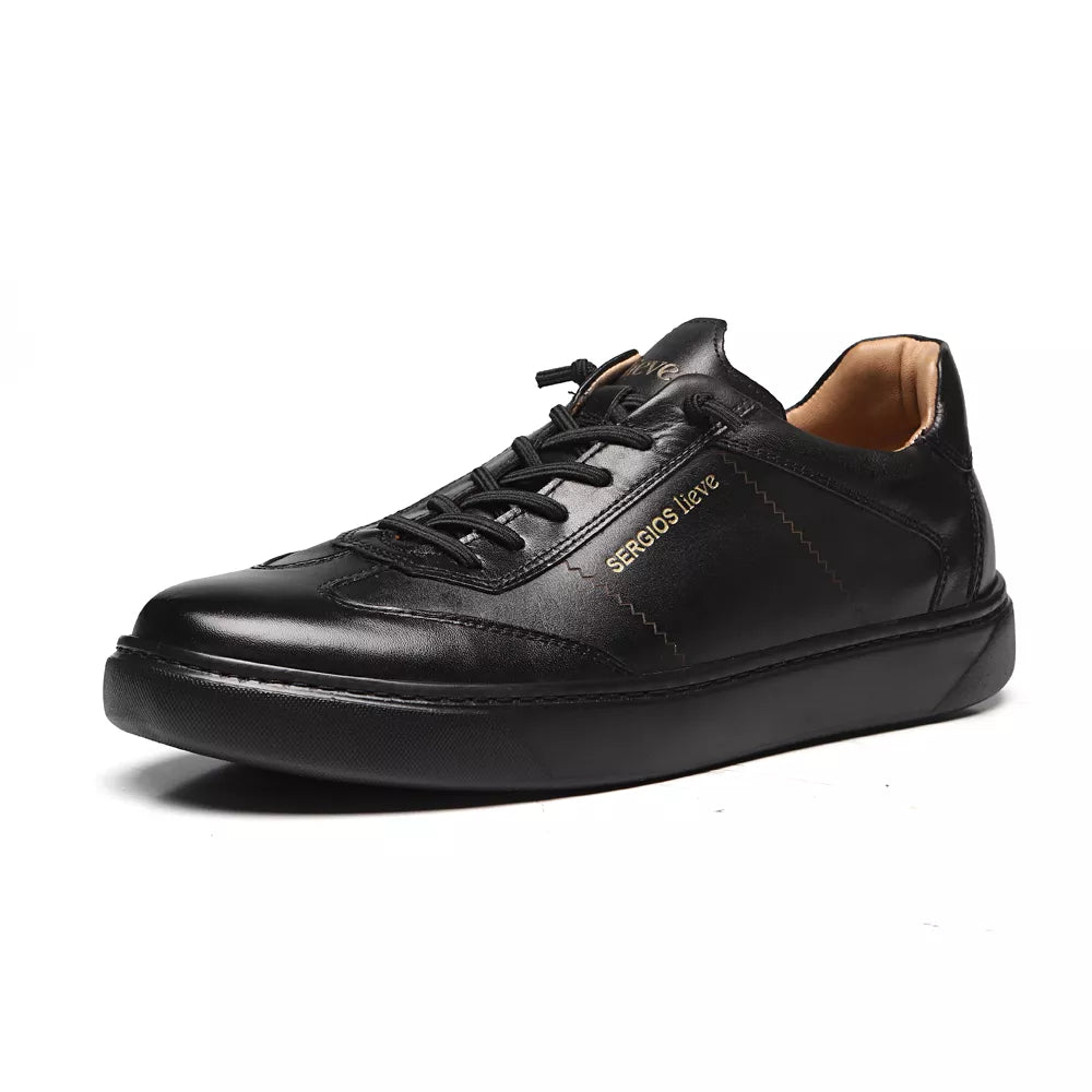 TÊNIS MASCULINO CASUAL EM COURO PRETO