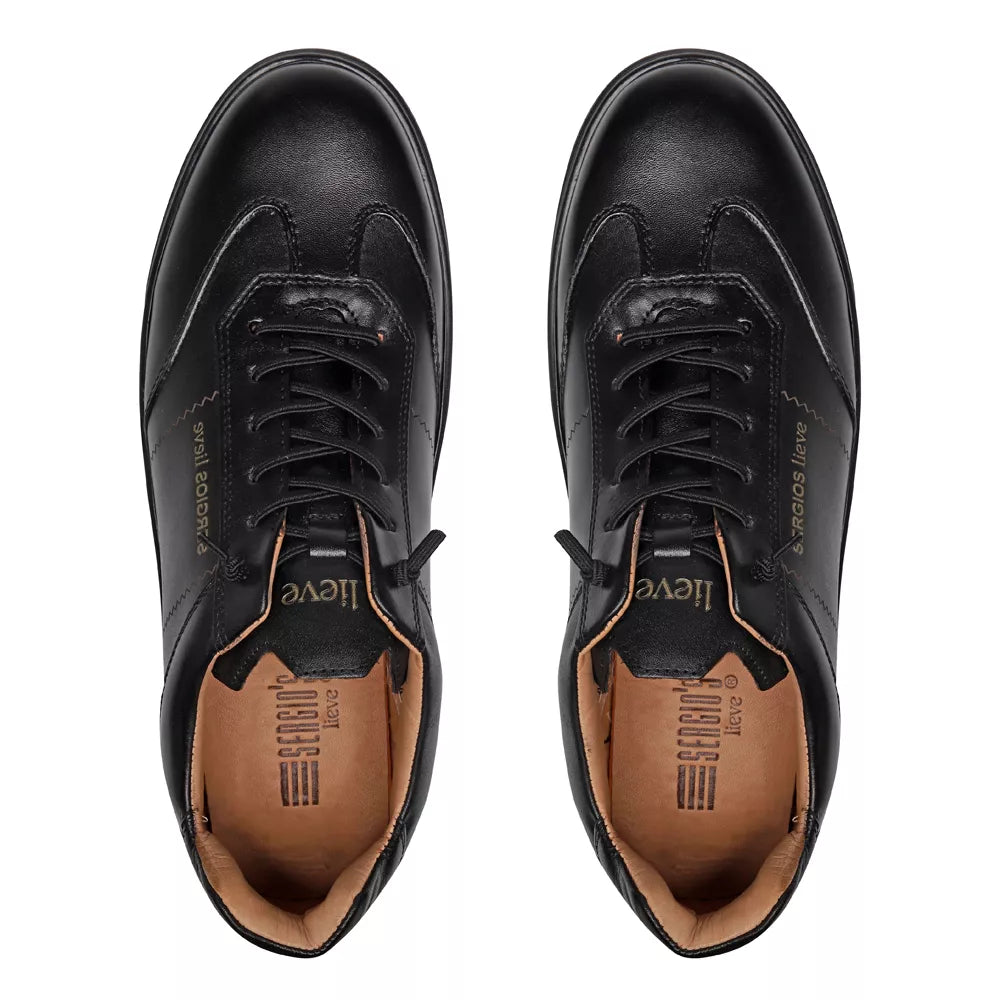 TÊNIS MASCULINO CASUAL EM COURO PRETO LINHA LIEVE