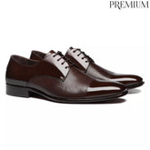 SAPATO DERBY MASCULINO SOCIAL EM COURO MARROM - CAFE