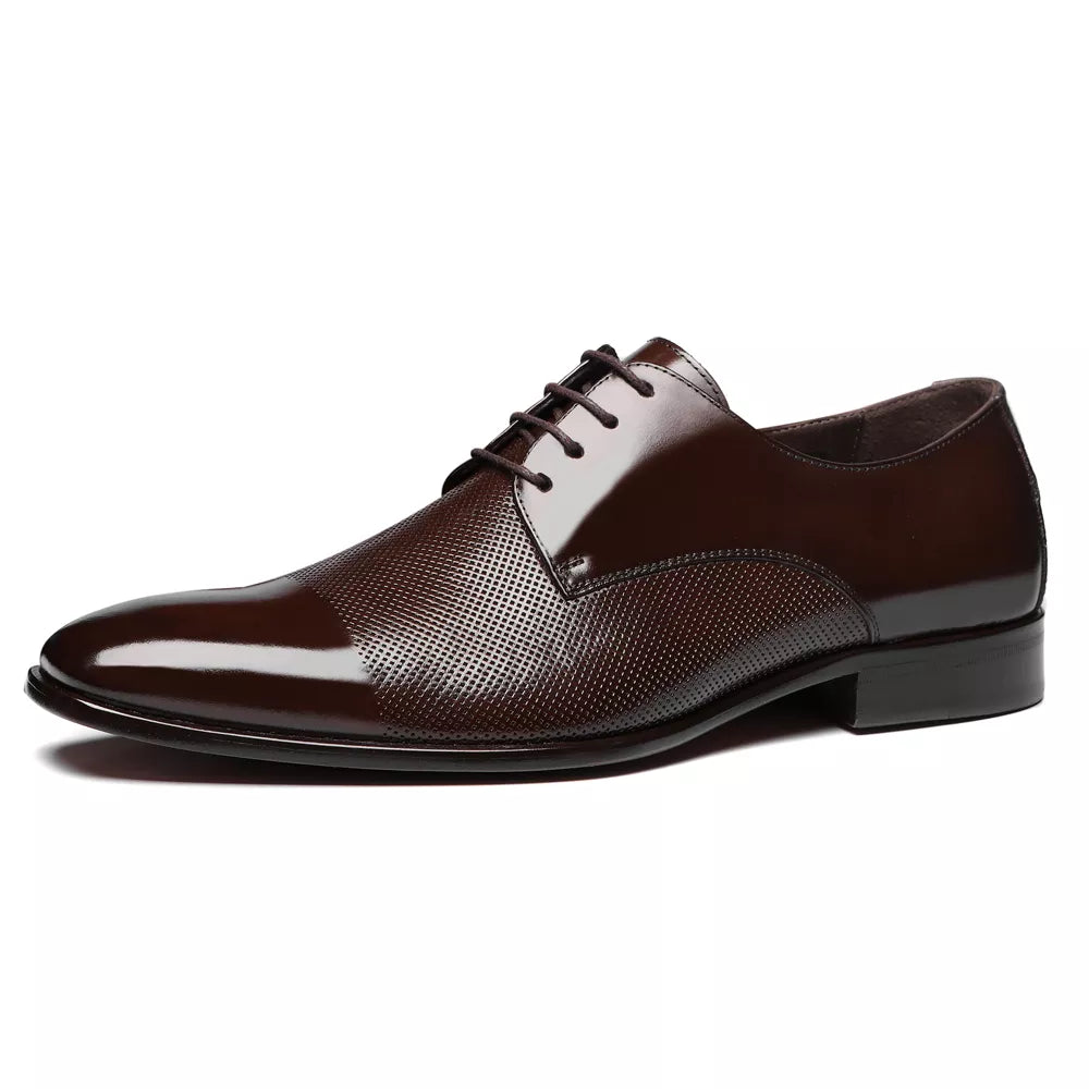 SAPATO DERBY MASCULINO SOCIAL EM COURO MARROM - CAFE