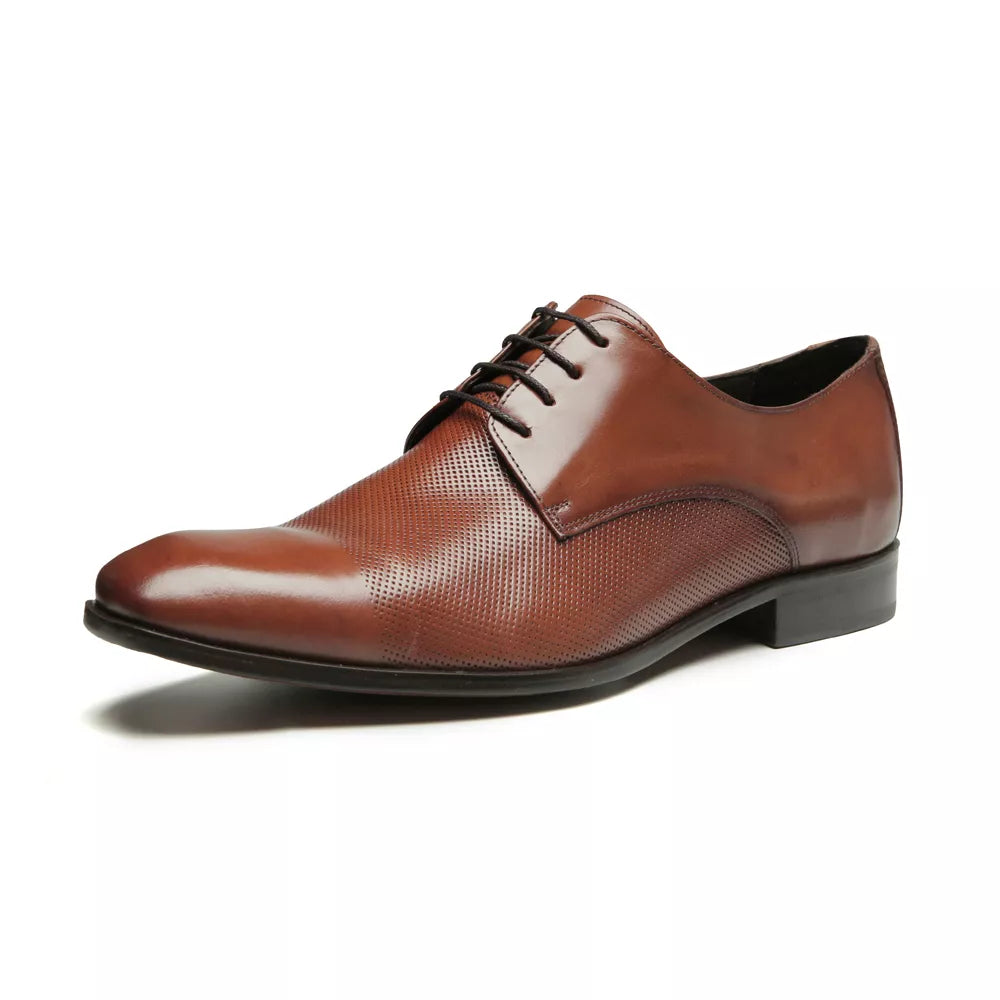 SAPATO DERBY MASCULINO SOCIAL EM COURO MARROM - WHISKY