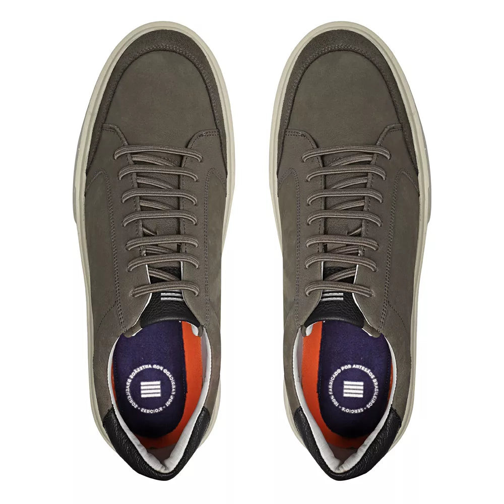 TÊNIS MASCULINO CASUAL EM COURO CINZA