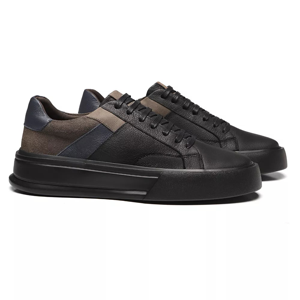 TÊNIS MASCULINO CASUAL EM COURO PRETO