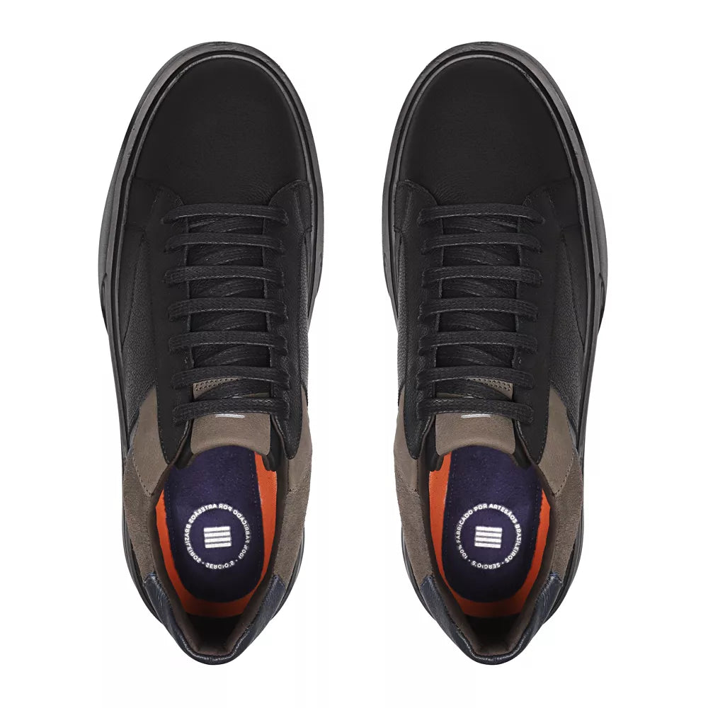 TÊNIS MASCULINO CASUAL EM COURO PRETO