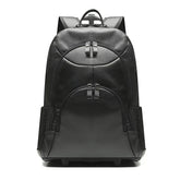 MOCHILA PORTA NOTEBOOK MASCULINA EM COURO COM RODINHAS PRETO