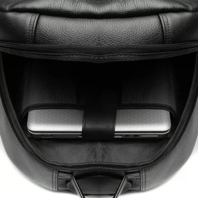MOCHILA PORTA NOTEBOOK MASCULINA EM COURO COM RODINHAS PRETO