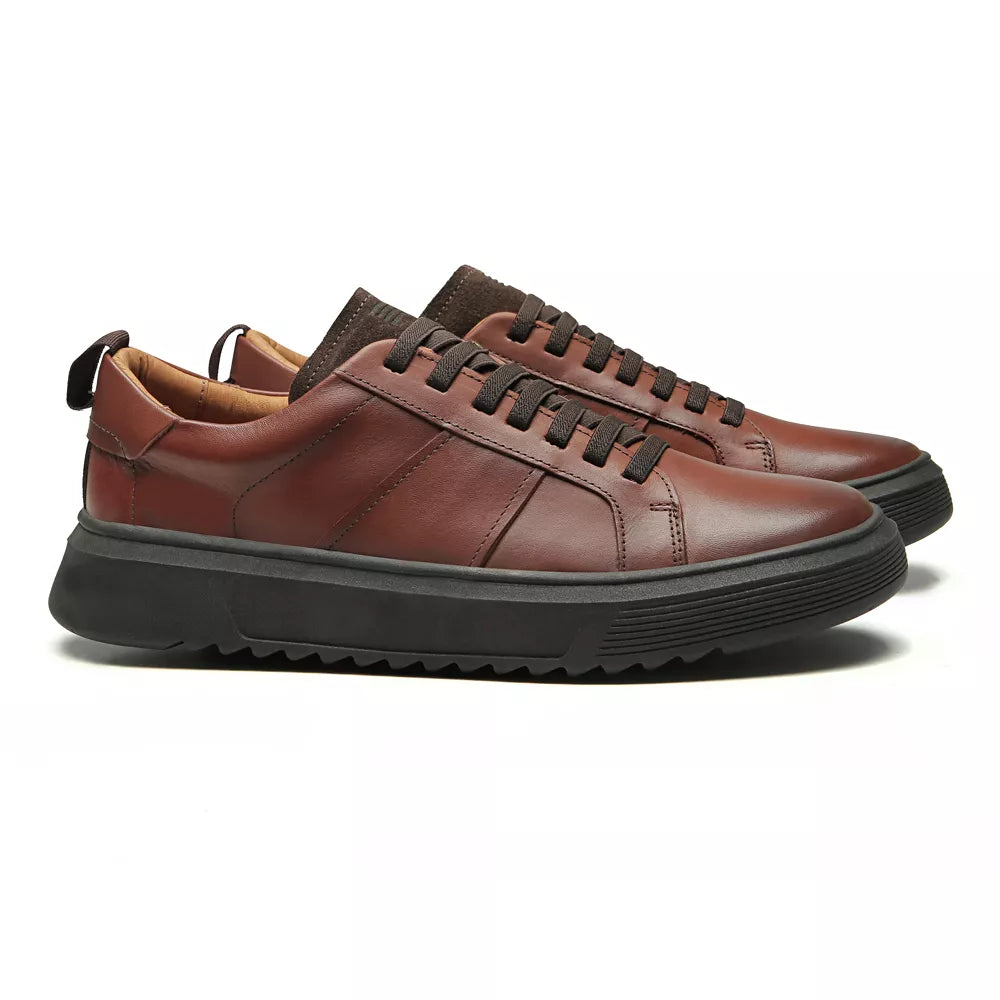TÊNIS MASCULINO CASUAL EM COURO MARROM - TERRA