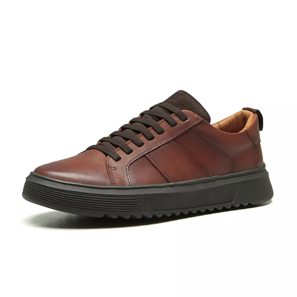 TÊNIS MASCULINO CASUAL EM COURO MARROM - TERRA