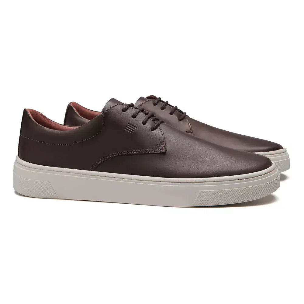 TÊNIS MASCULINO CASUAL EM COURO MARROM - MOCA