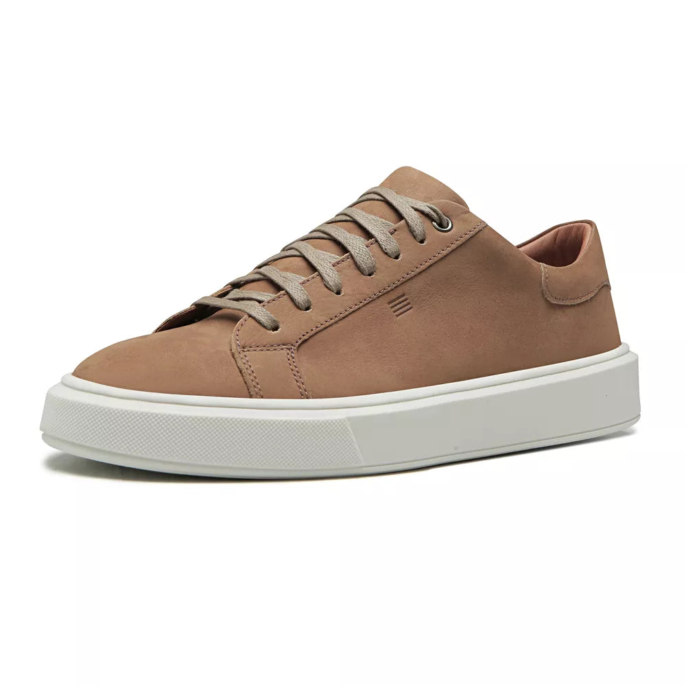 TÊNIS MASCULINO CASUAL EM COURO MARROM - AREIA