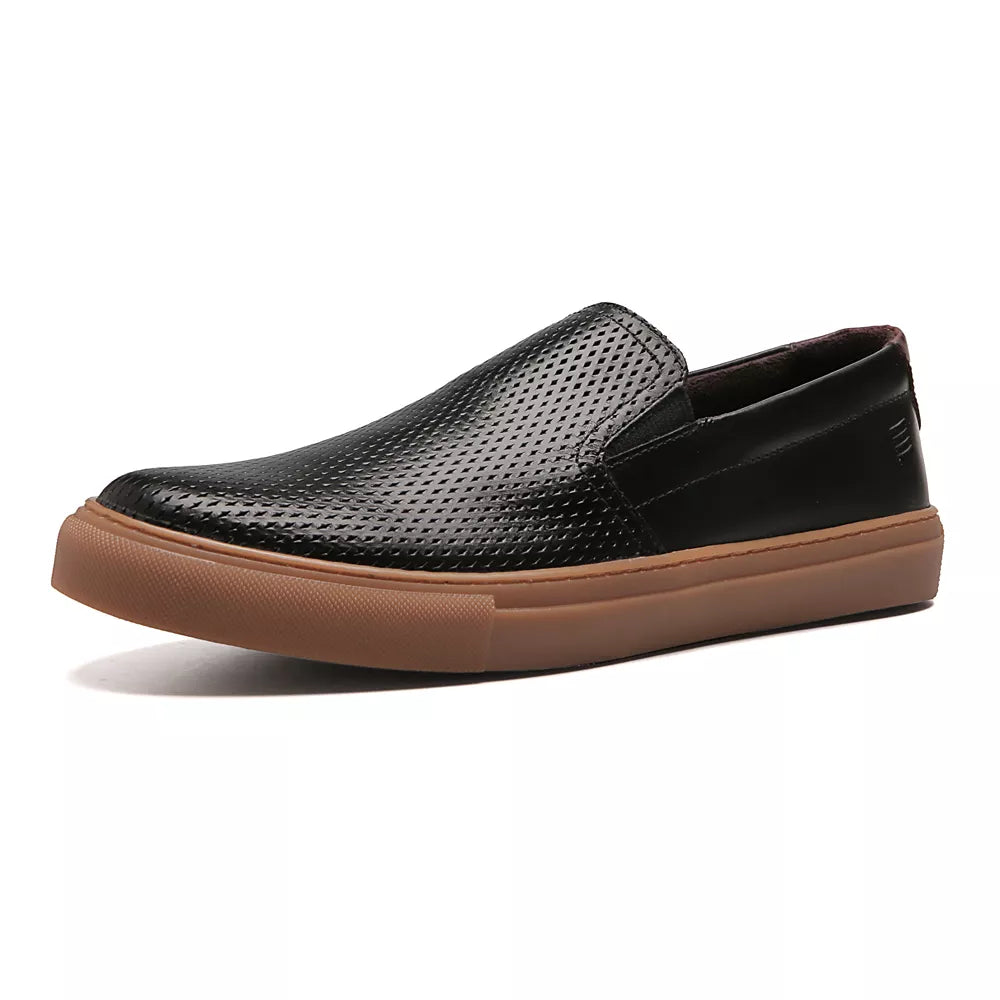 SLIP-ON MASCULINO CASUAL EM COURO PRETO - CACAU