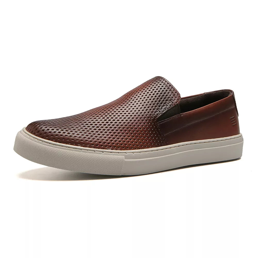 SLIP-ON MASCULINO CASUAL EM COURO MARROM - CACAU