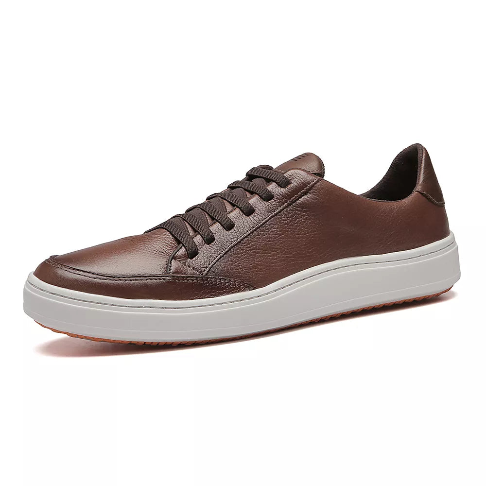 TÊNIS MASCULINO CASUAL EM COURO MARROM - TROY