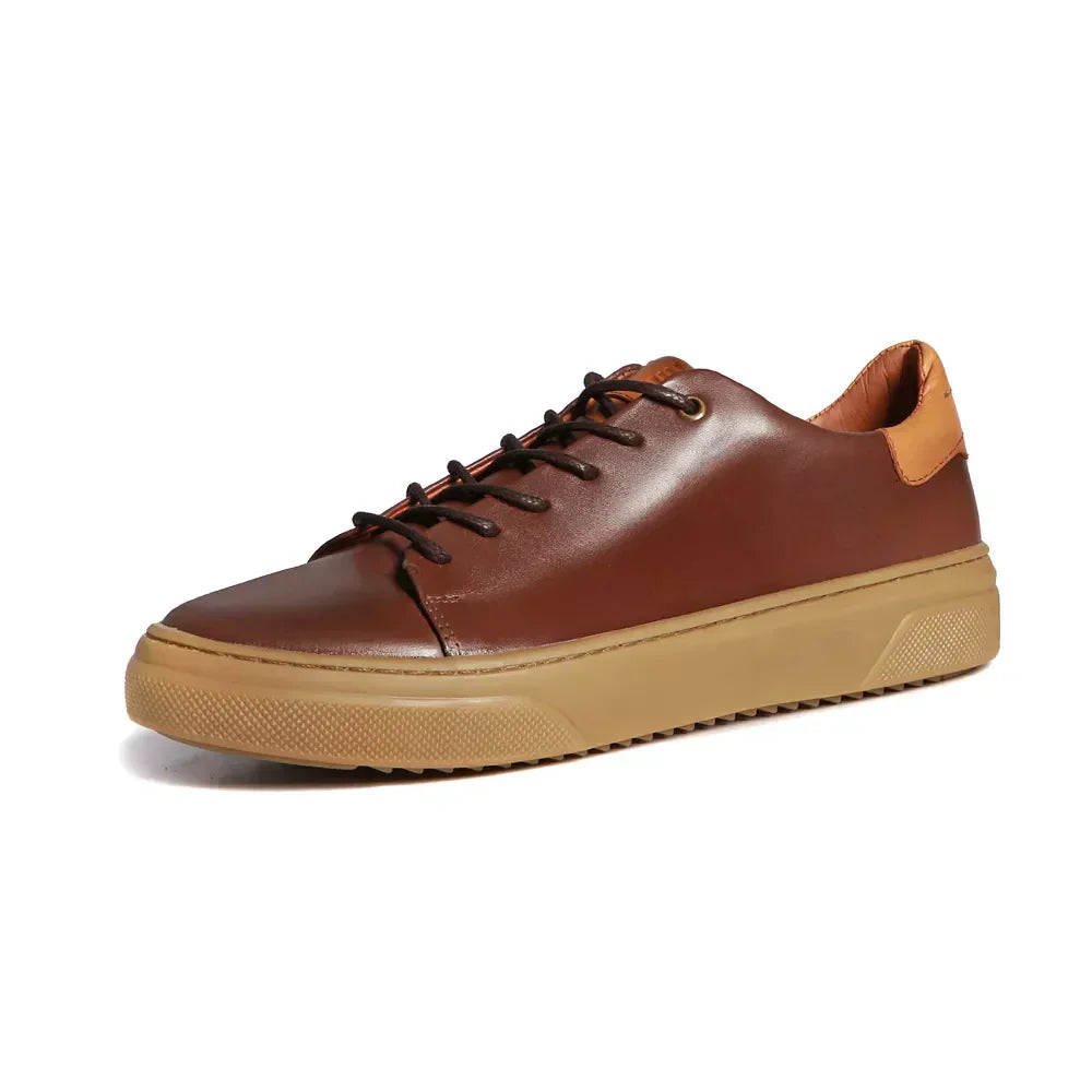 TÊNIS MASCULINO CASUAL EM COURO MARROM