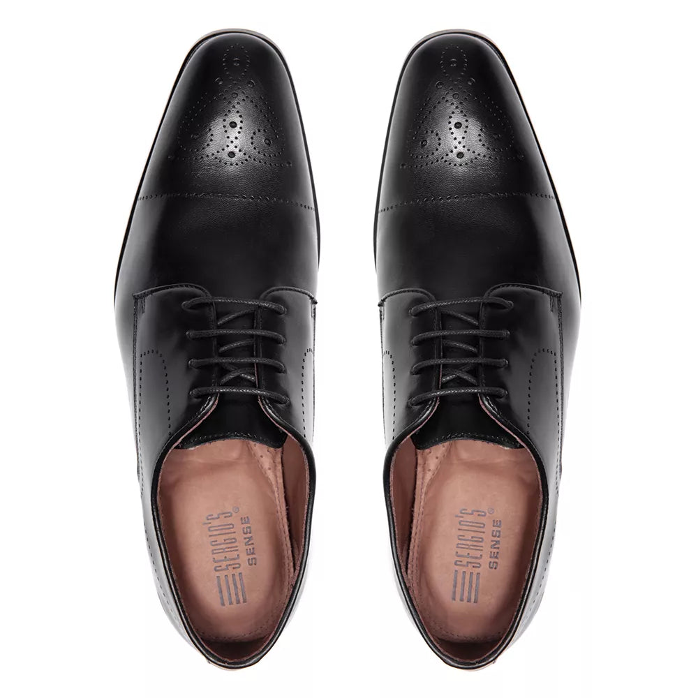 Sapato Derby Masculino Social Em Couro Preto - LASER