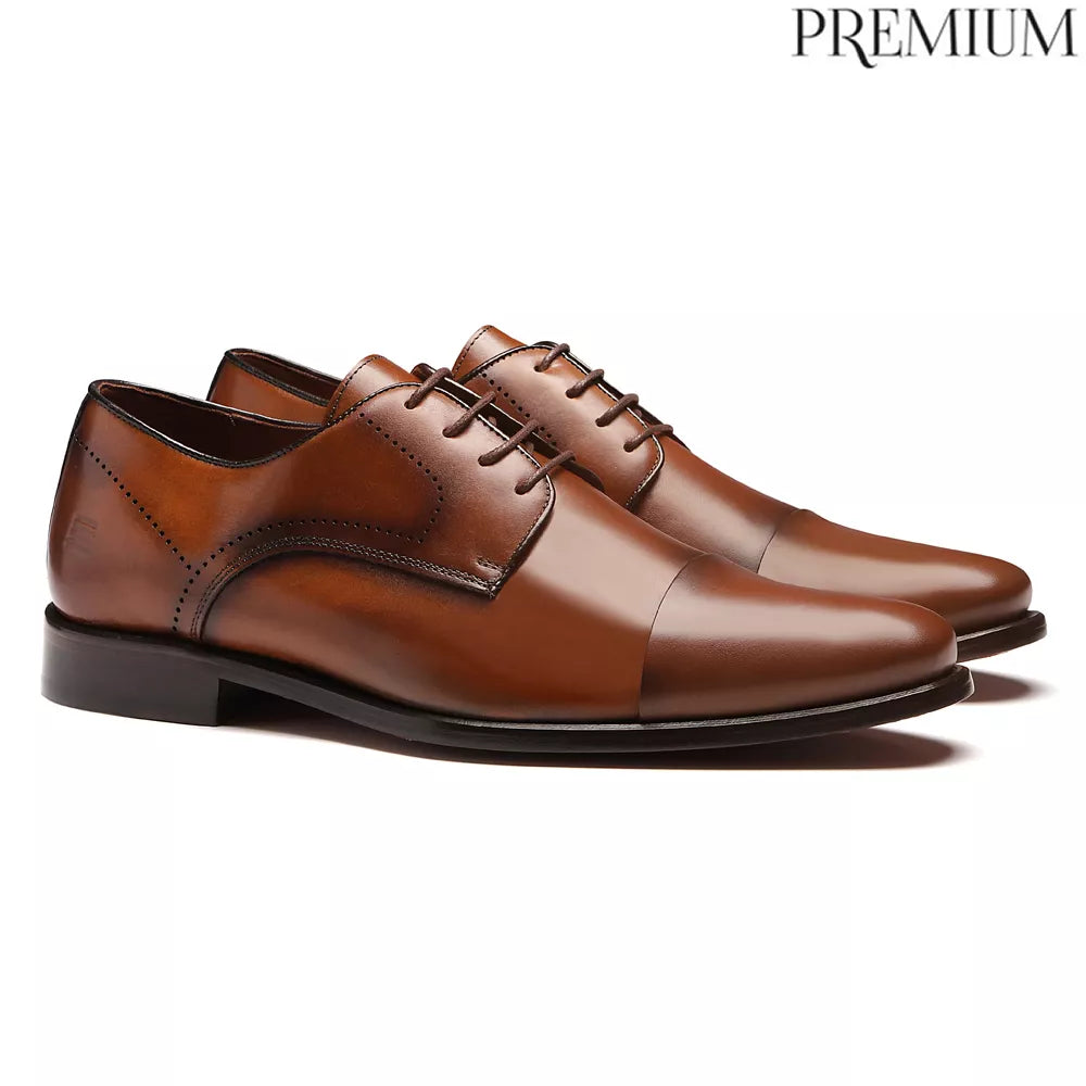 Sapato Derby Masculino Social Em Couro Marrom - WHISKY CAFE
