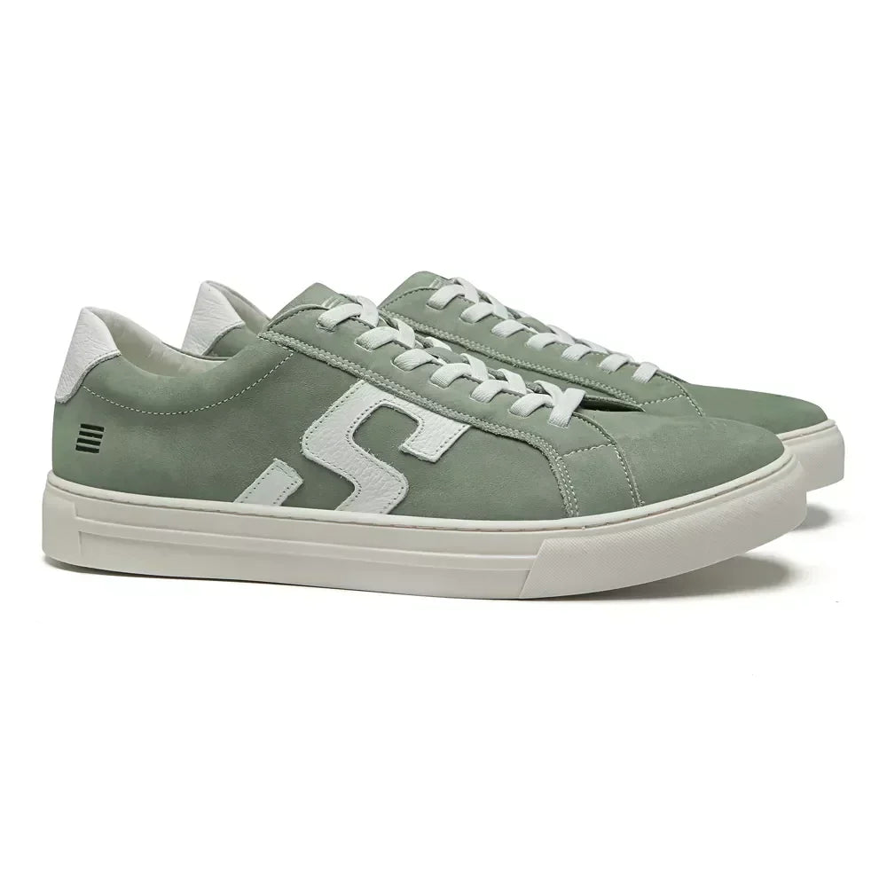 TÊNIS MASCULINO CASUAL EM COURO VERDE COM CONFORTO