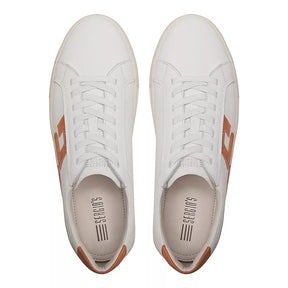 TÊNIS MASCULINO CASUAL EM COURO BRANCO COM CONFORTO - CARAMELO