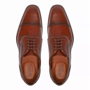 Sapato Derby Brogue Masculino Social Em Couro Marrom - CAFE