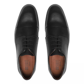 SAPATO DERBY MASCULINO SOCIAL EM COURO PRETO COM CONFORTO - ANILINA