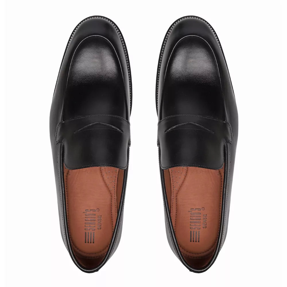 SAPATO LOAFER MASCULINO SOCIAL EM COURO PRETO COM CONFORTO - BLACK