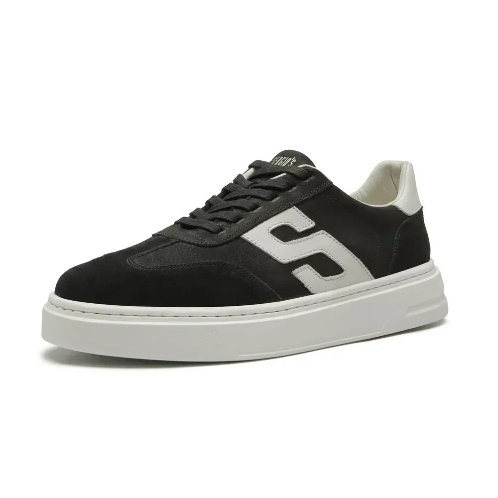 TÊNIS MASCULINO CASUAL EM COURO PRETO COM CONFORTO
