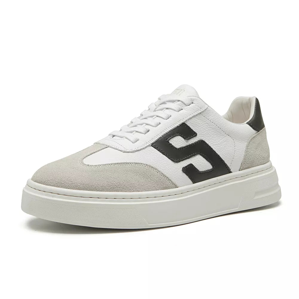 TÊNIS MASCULINO CASUAL EM COURO CINZA COM CONFORTO - BLACK