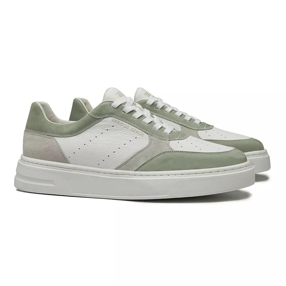 TÊNIS MASCULINO CASUAL EM COURO VERDE COM CONFORTO