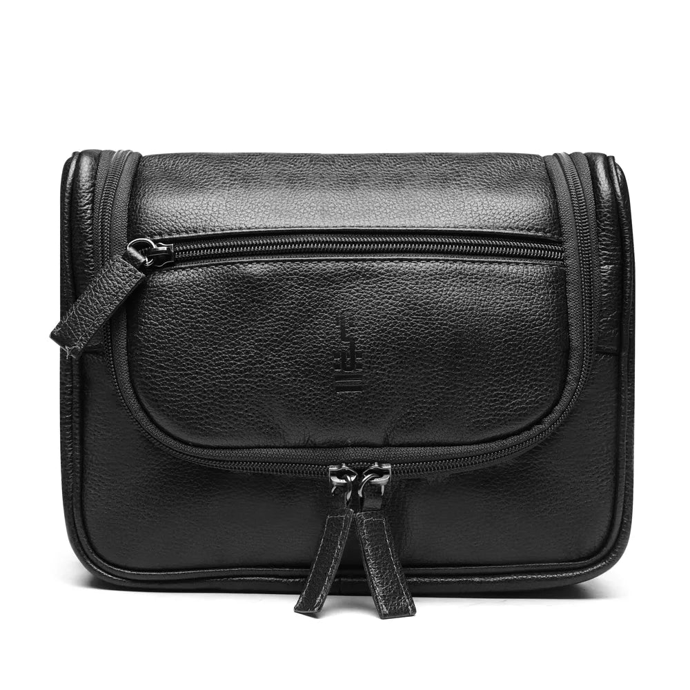 NECESSAIRE MASCULINA EM COURO PRETO - MADRAS