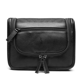 NECESSAIRE MASCULINA EM COURO PRETO - MADRAS
