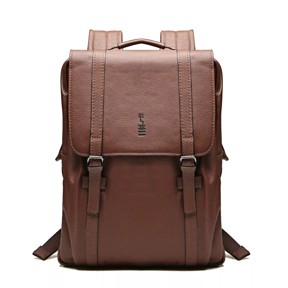 MOCHILA PORTA NOTEBOOK DE ATE 17'' MASCULINA EM COURO MARROM - WHISKY