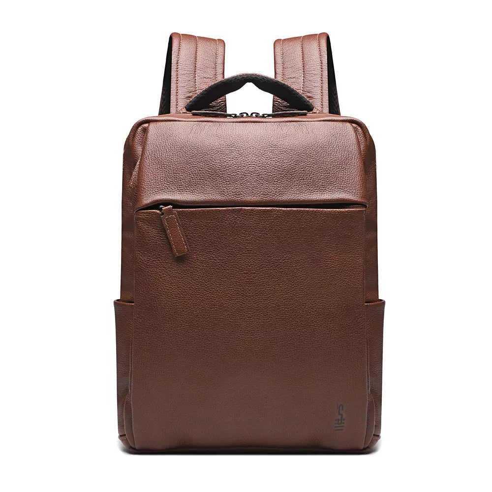 MOCHILA PORTA NOTEBOOK MASCULINA EM COURO MARROM - WHISKY