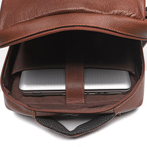 MOCHILA PORTA NOTEBOOK MASCULINA EM COURO MARROM - WHISKY