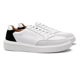 Tênis Masculino Casual Em Couro Branco - PRETO