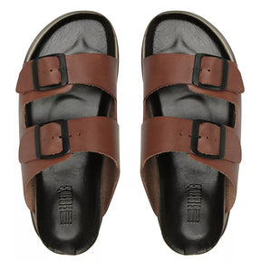 SANDÁLIA MASCULINA CASUAL EM COURO MARROM - SKAR CAMEL