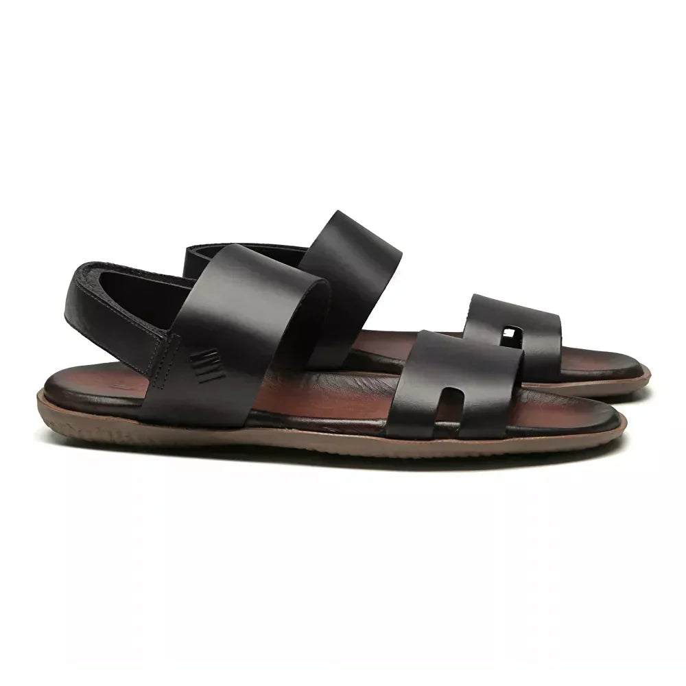 SANDÁLIA MASCULINA CASUAL EM COURO - SKAR PRETO