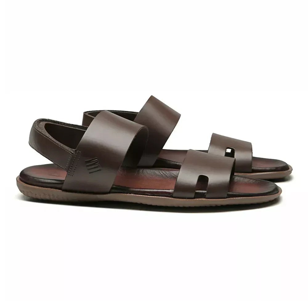 SANDÁLIA MASCULINA CASUAL EM COURO MARROM - SKAR CAFE