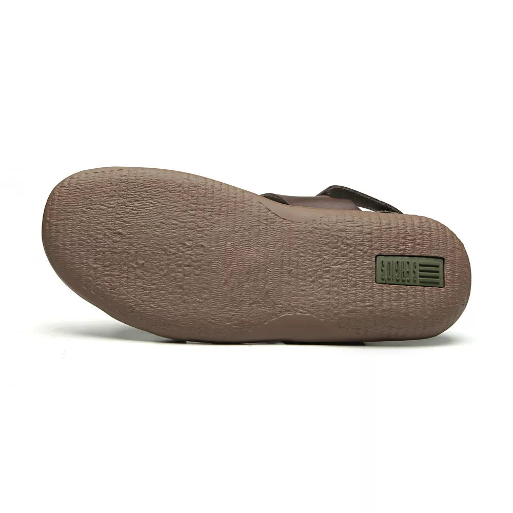 SANDÁLIA MASCULINA CASUAL EM COURO MARROM - SKAR CAFE