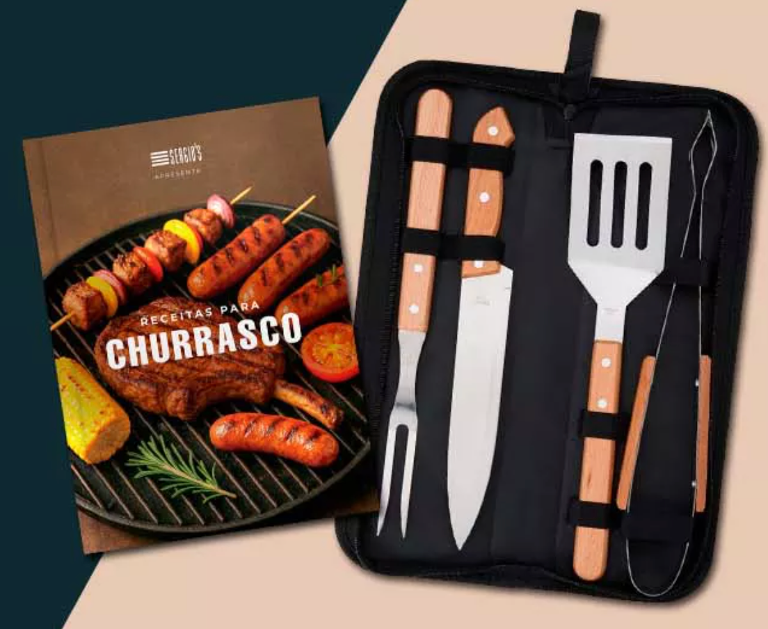 BRINDE DIA DOS PAIS - KIT CHURRASCO + LIVRO DE RECEITA